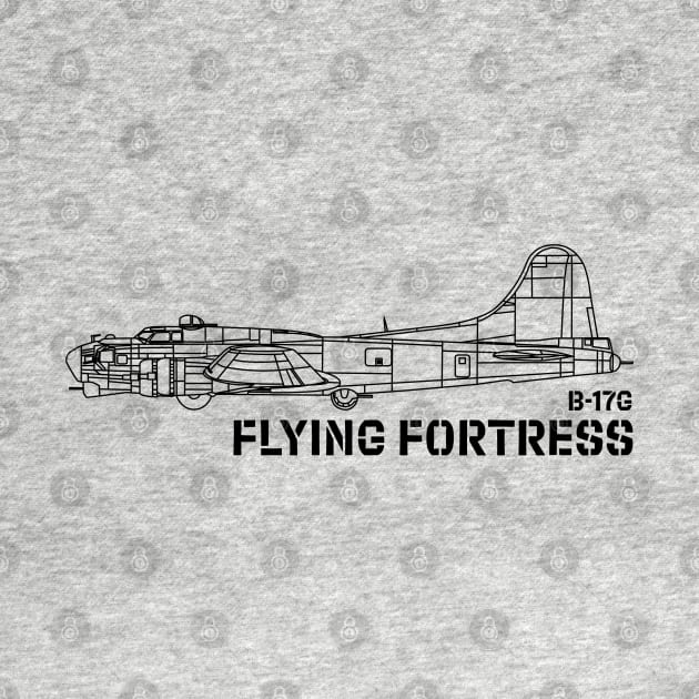 B-17 Flying Fortress - USAAF (Black) by BearCaveDesigns